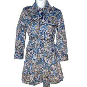 Anthropologie Elevenses Galjevica Floral Trench Coat Belted Mid Length Multi 0
